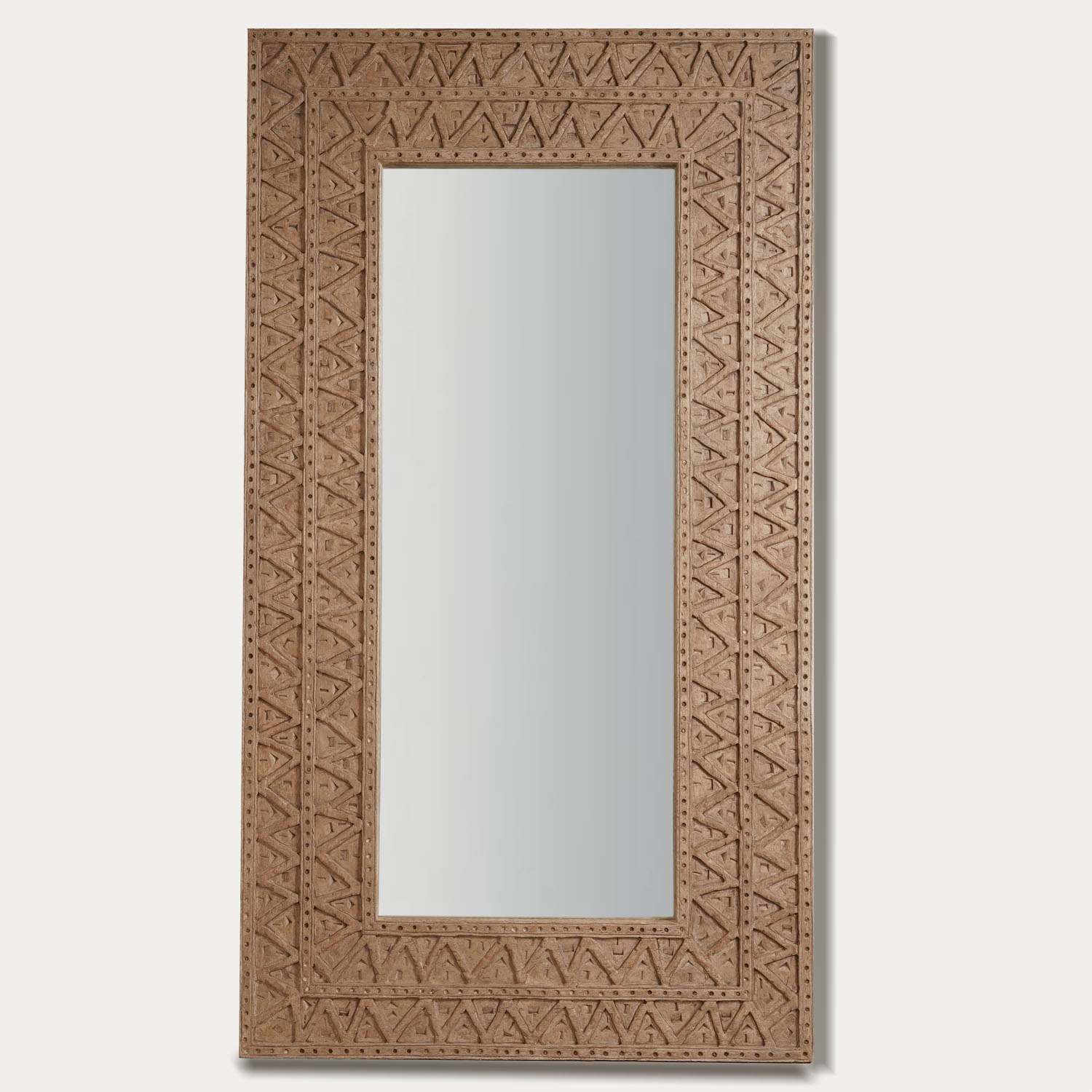 WOODEN CARVED FLOOR MIRROR-1(NATURAL)