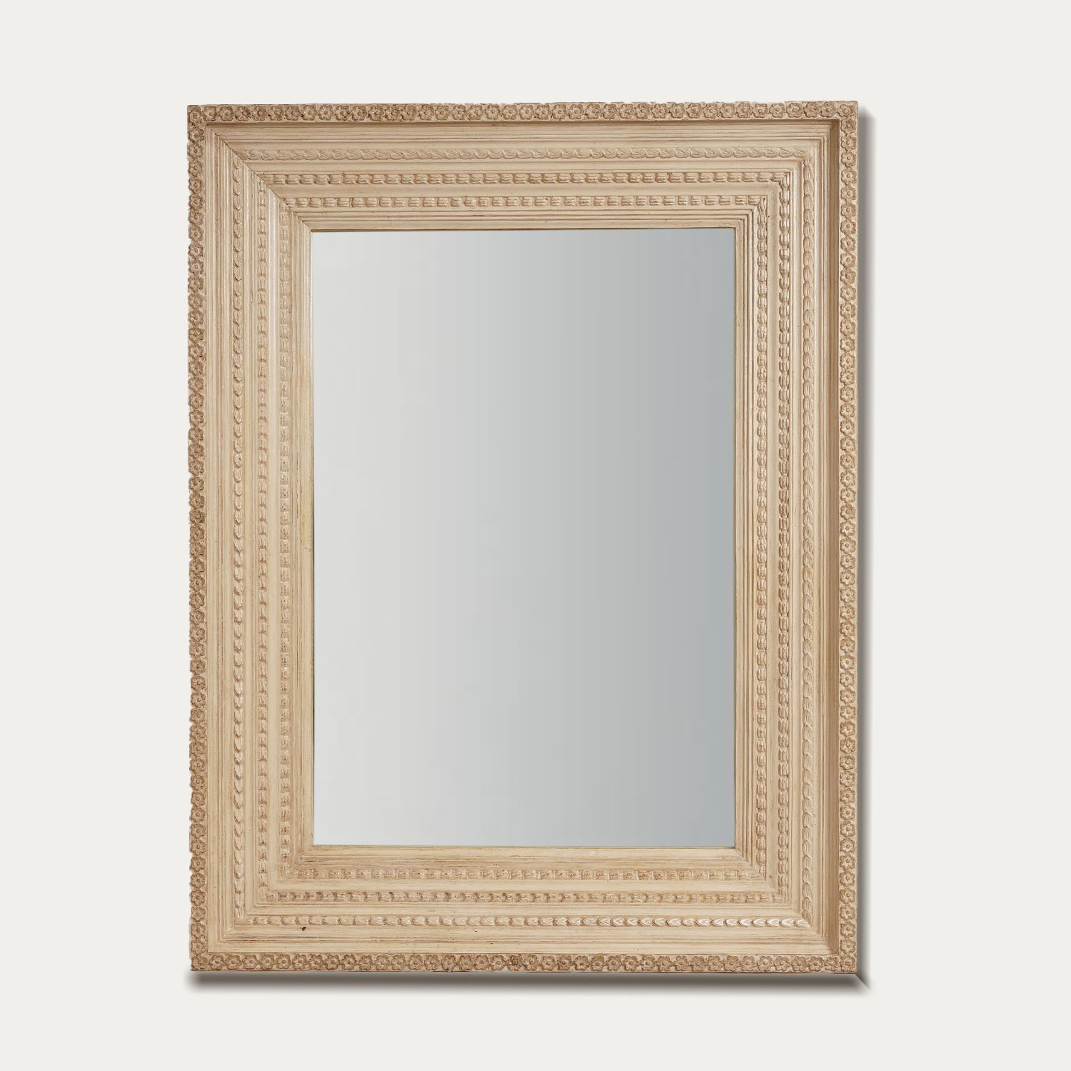 WHITE FLOWER WOODEN MIRROR-1