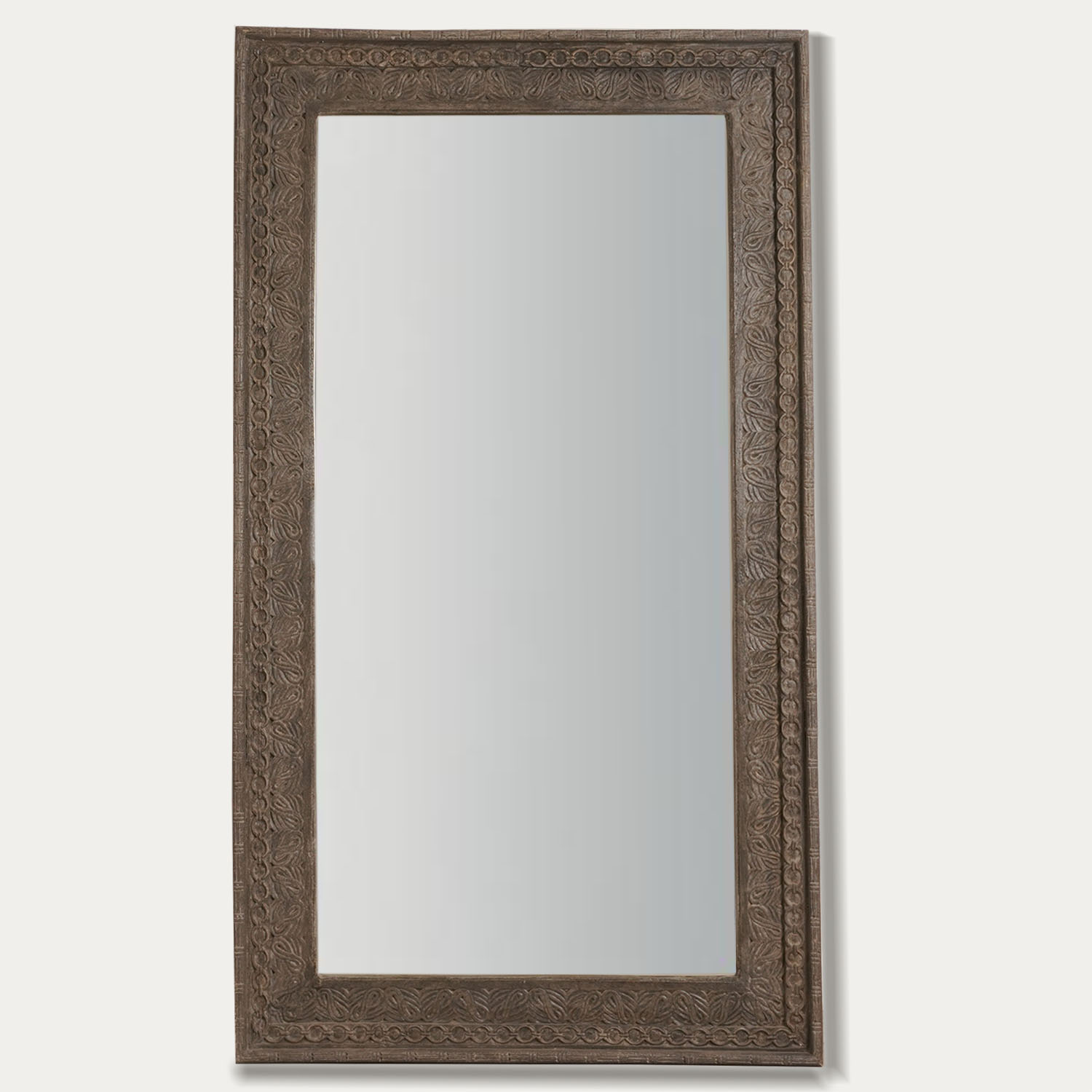 WOODEN CARVED MIRROR BLACK-1